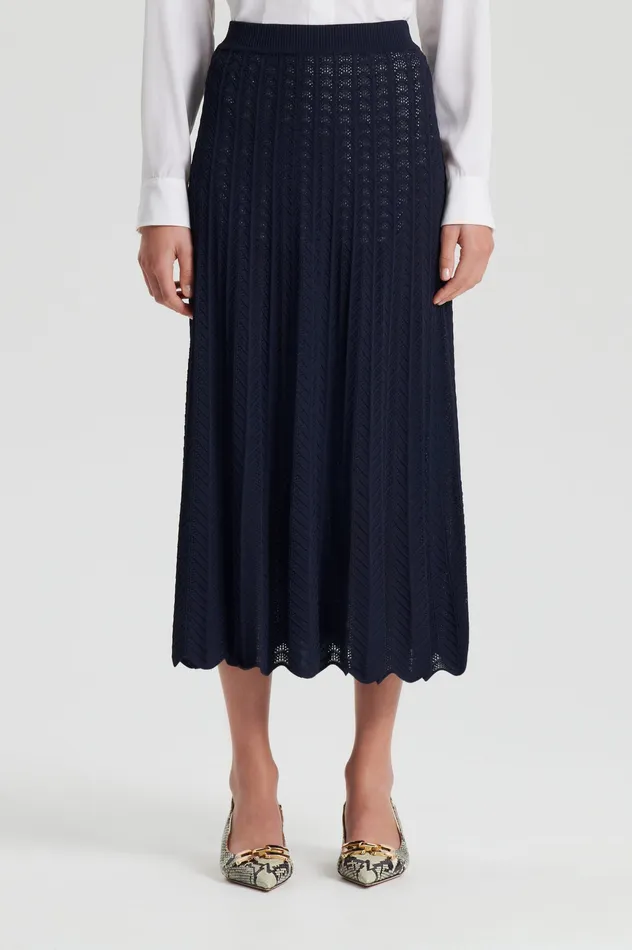 Knitwear Women PLEAT LACE SKIRT NAVY Scanlan Theodore Knitwear Women PLEAT LACE SKIRT NAVY Scanlan Theodore