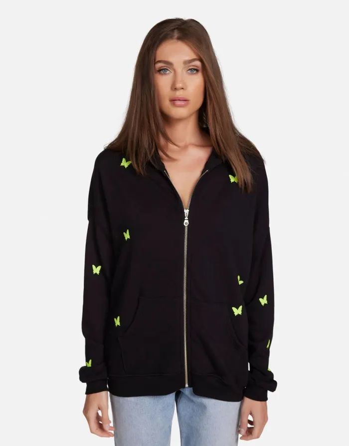 Koa Neon Peace Love Butterflies Black Women039s Lauren Moshi Hoodies
