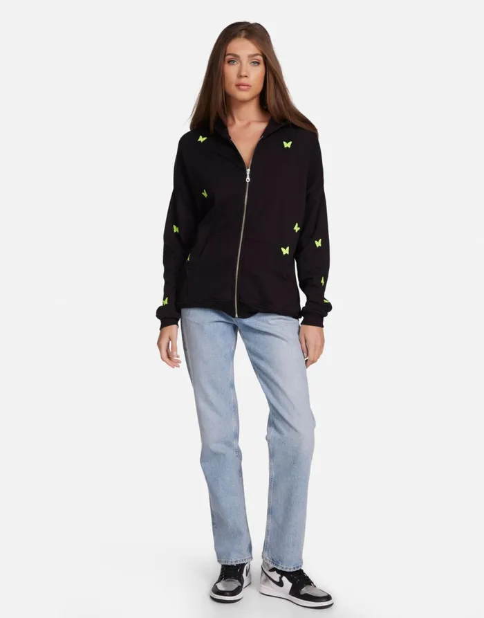 Koa Neon Peace Love Butterflies Black Women039s Lauren Moshi Hoodies