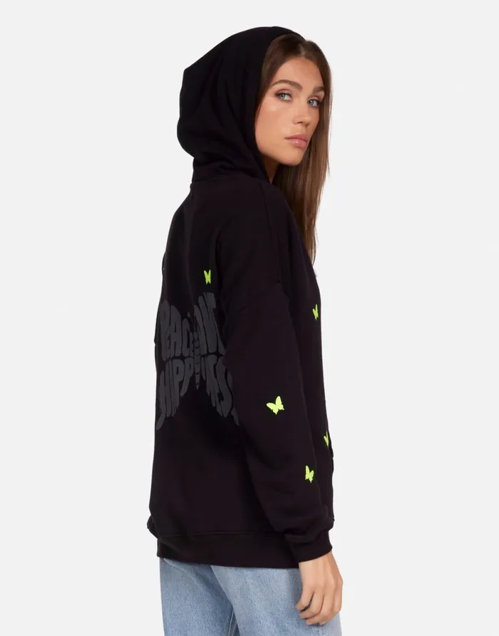 Koa Neon Peace Love Butterflies Black Women039s Lauren Moshi Hoodies