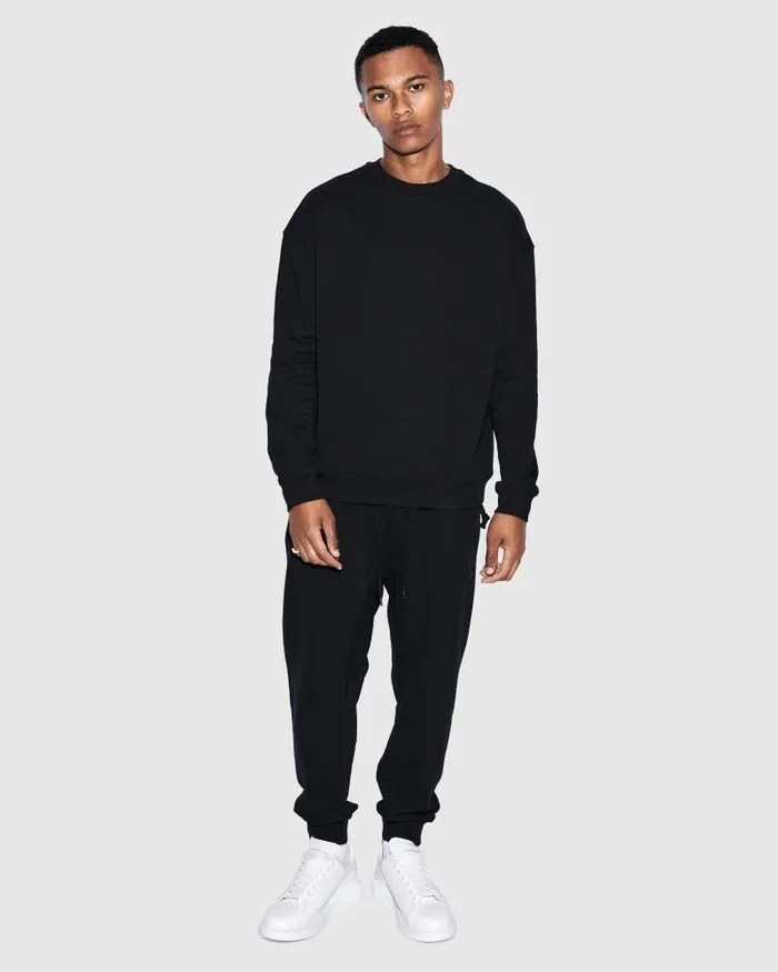 Ksubi 4 X 4 Biggie Crew Jet Black Mens Sweats Ksubi 4 X 4 Biggie Crew Jet Black Mens Sweats