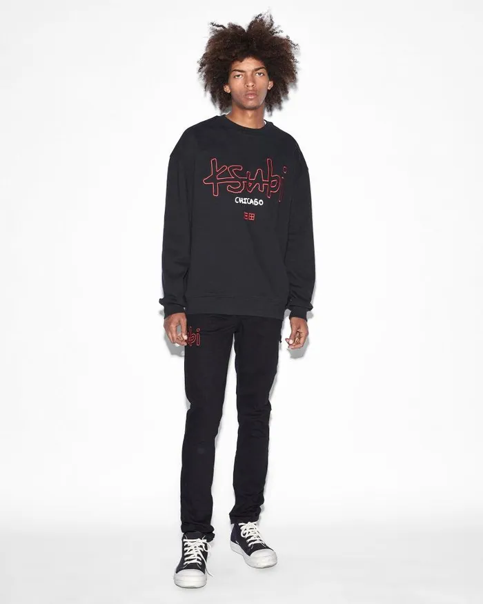 Ksubi Chicago 42154 Biggie Crew Jet Black Mens Sweats