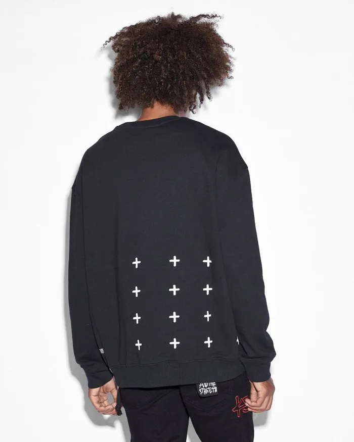 Ksubi Chicago 42154 Biggie Crew Jet Black Mens Sweats