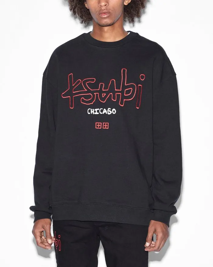 Ksubi Chicago 42154 Biggie Crew Jet Black Mens Sweats