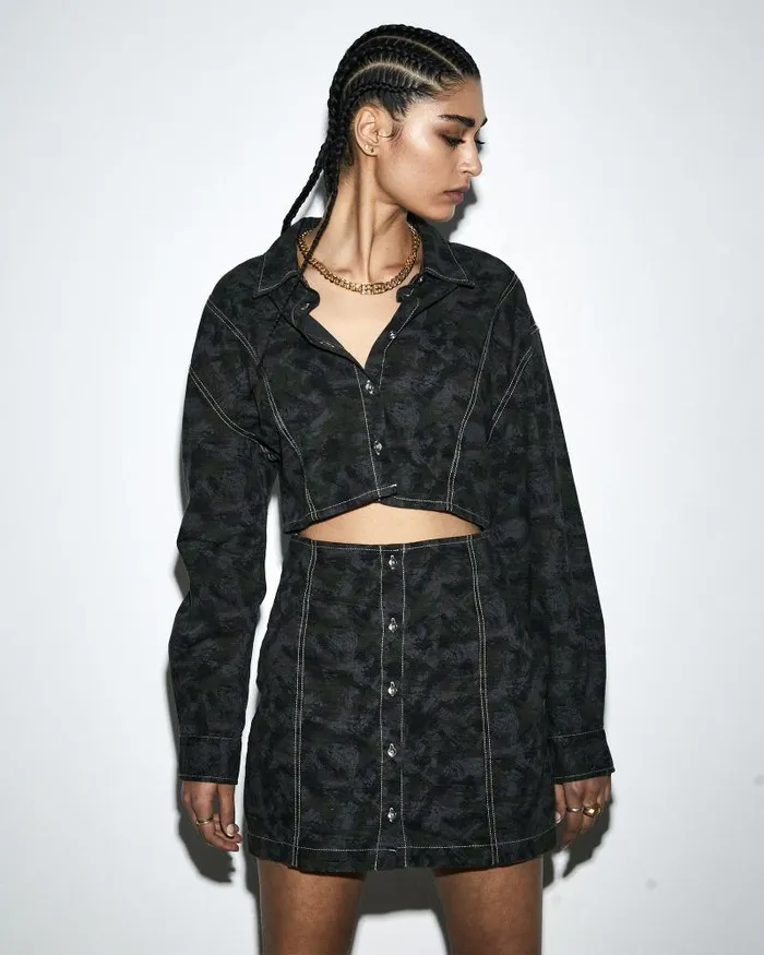 Ksubi Cutout Shirt Dress Camo Womens Dresses