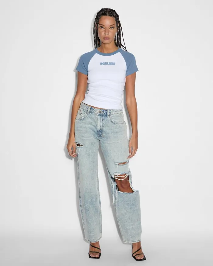 Ksubi Ksb Baby Ringer Ss Tee Charcoalwhite Womens Tops