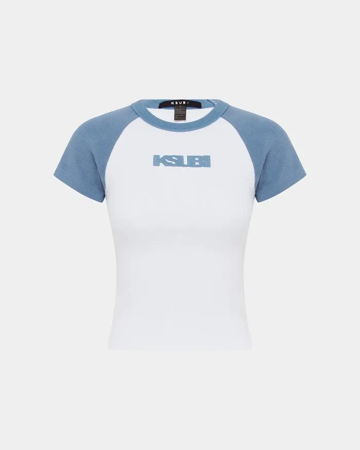Ksubi Ksb Baby Ringer Ss Tee Charcoalwhite Womens Tops