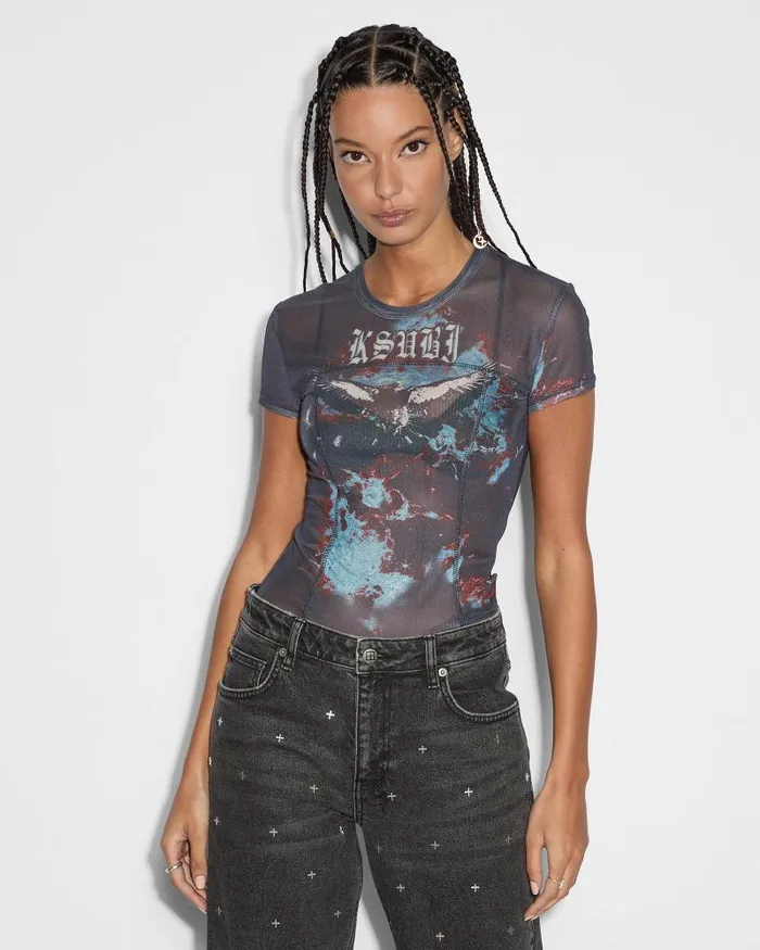Ksubi Lovestruck Mesh Ss Tee Black Womens Tops