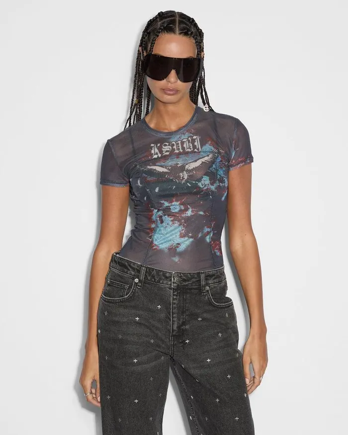 Ksubi Lovestruck Mesh Ss Tee Black Womens Tops