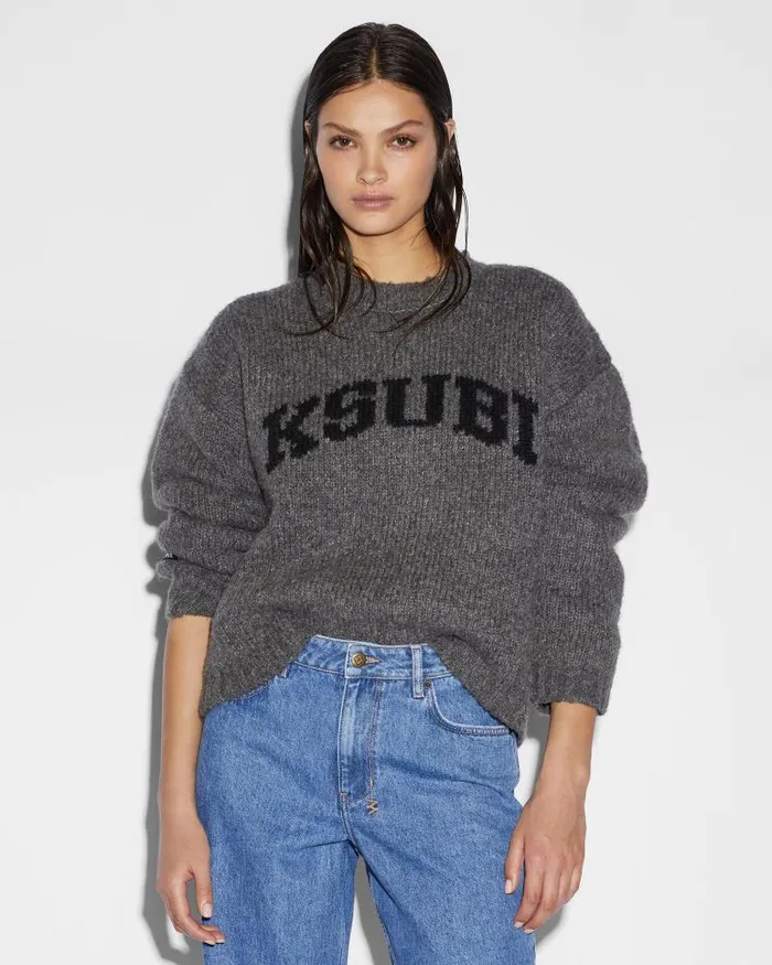 Ksubi Moment Sweater Charcoal Womens Tops