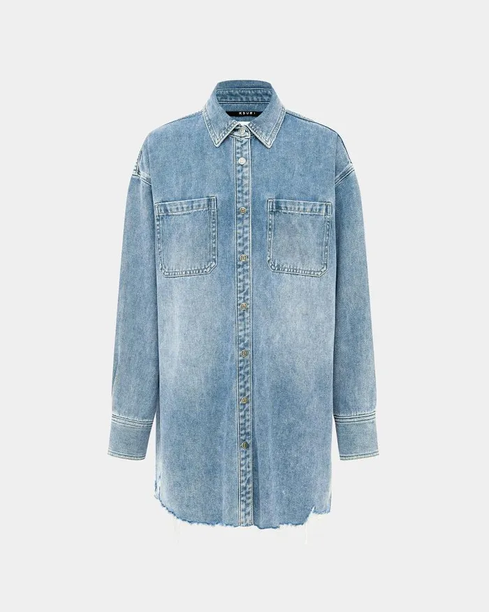 Ksubi Oversized Shirt Dress Overkast Trashed Womens Dresses