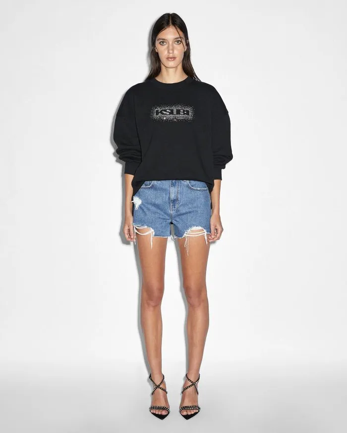 Ksubi Sott Burst Boxy Crew Jet Black Womens Sweats
