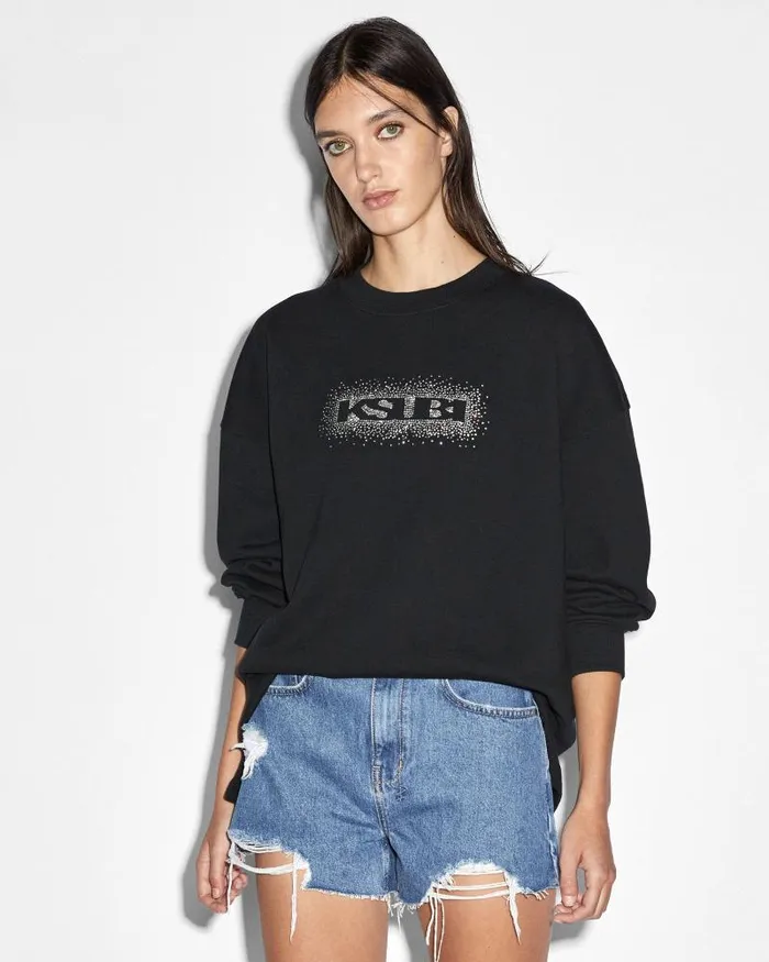 Ksubi Sott Burst Boxy Crew Jet Black Womens Sweats