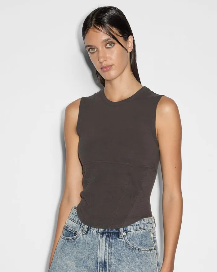 Ksubi Staged Tank Washed Black Womens Tops