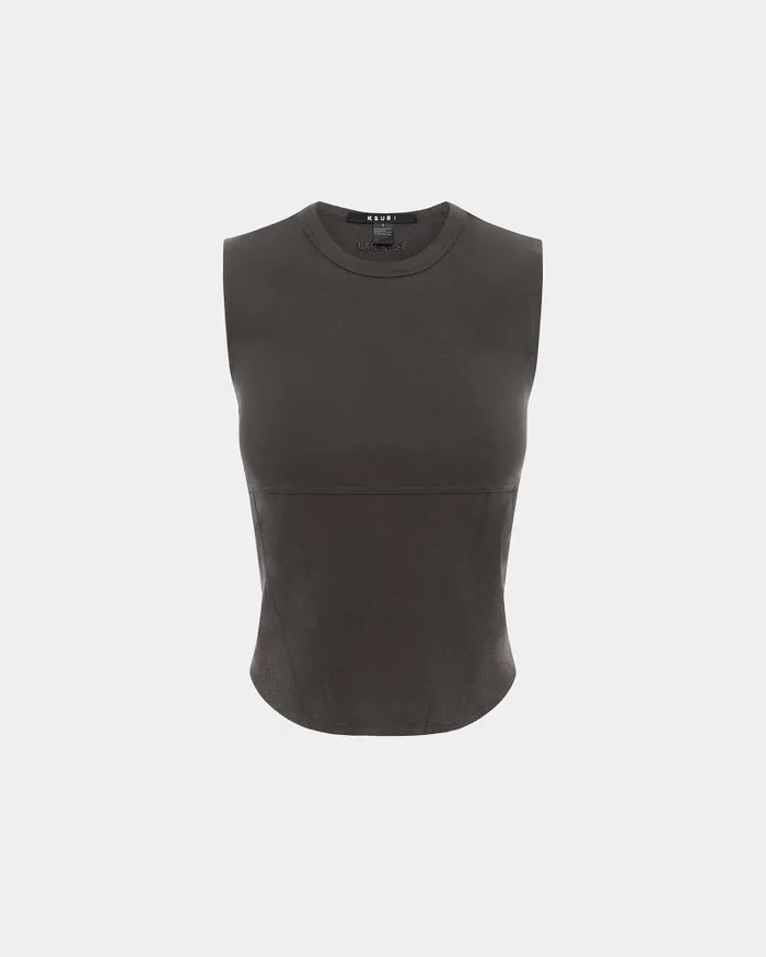 Ksubi Staged Tank Washed Black Womens Tops
