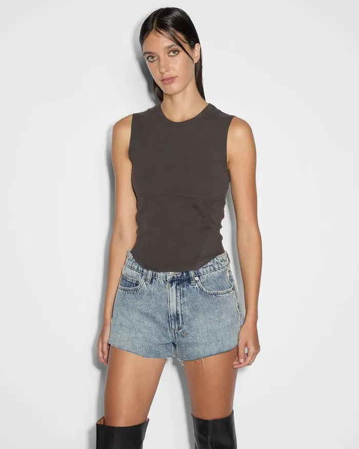 Ksubi Staged Tank Washed Black Womens Tops