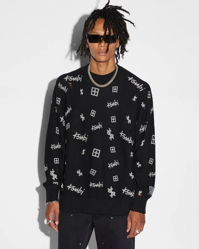 Ksubi Trash Box Knit Crew Black Mens Knits