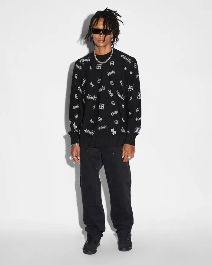 Ksubi Trash Box Knit Crew Black Mens Knits