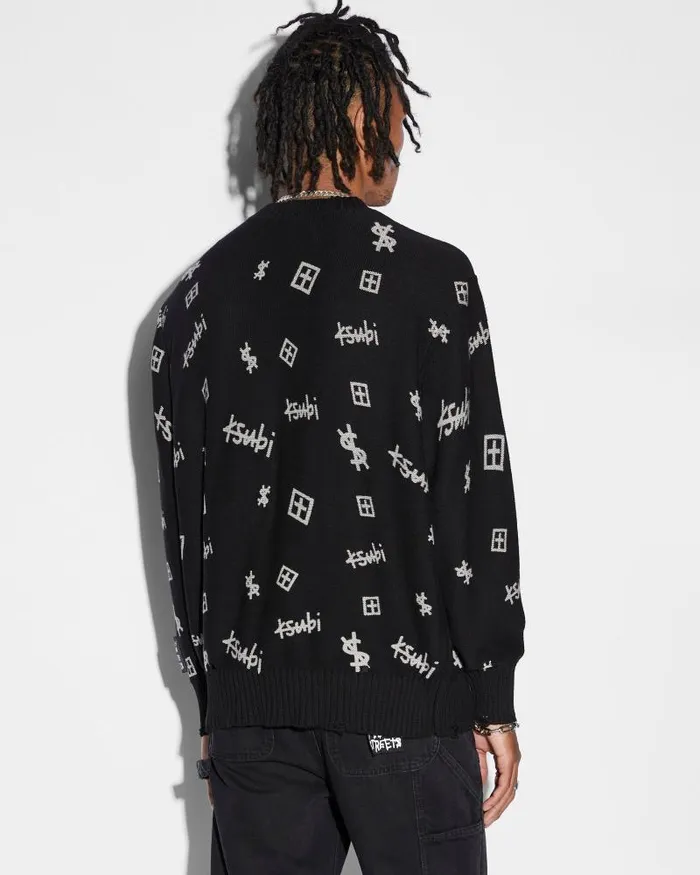 Ksubi Trash Box Knit Crew Black Mens Knits