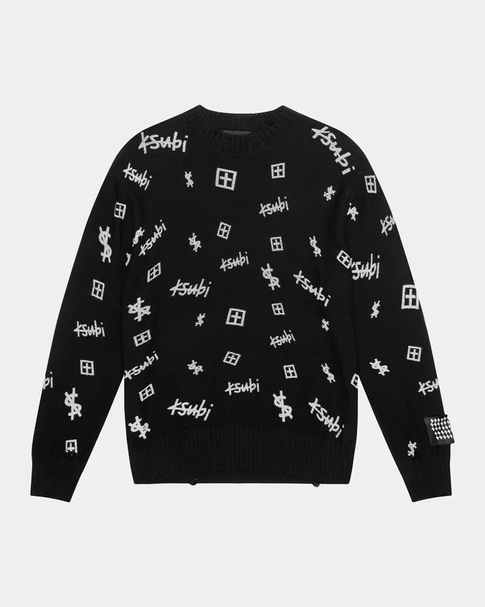 Ksubi Trash Box Knit Crew Black Mens Knits