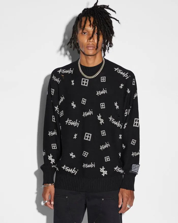 Ksubi Trash Box Knit Crew Black Mens Knits