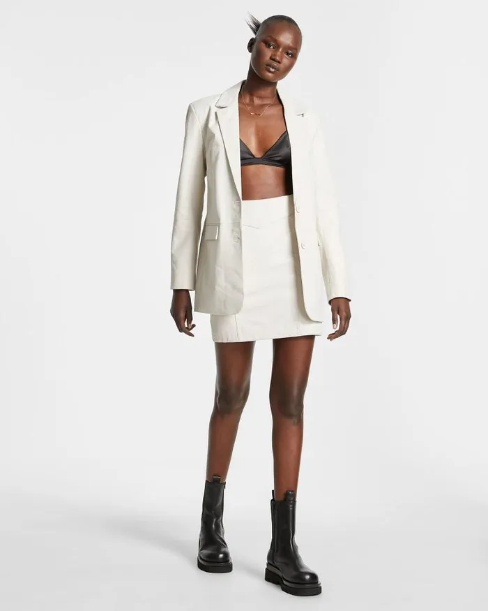 Ksubi Vivian Leather Skirt Off White Womens Skirts