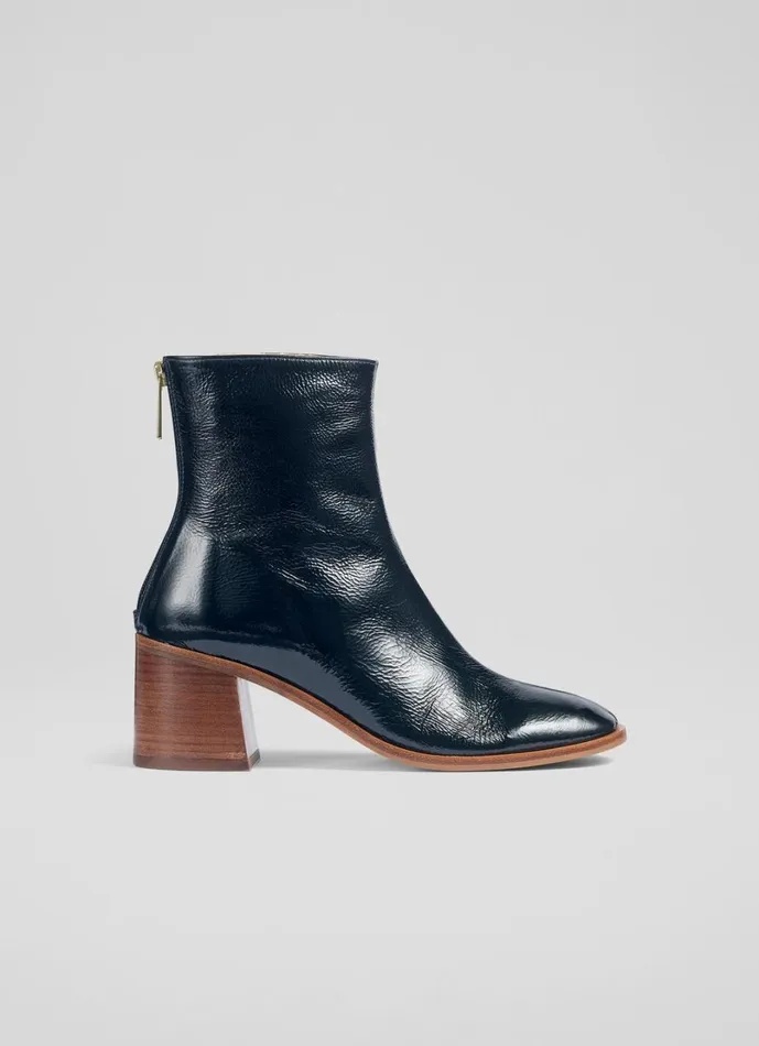 LKBennett Boots Women Camila Navy Leather Front Seam Casual Boot LKBennett Boots Women Camila Navy Leather Front Seam Casual Boot