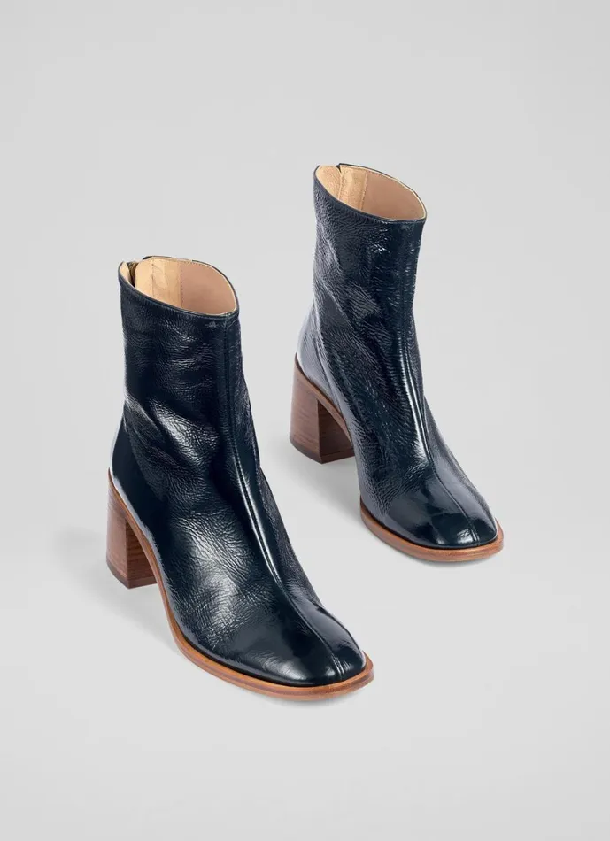 LKBennett Boots Women Camila Navy Leather Front Seam Casual Boot LKBennett Boots Women Camila Navy Leather Front Seam Casual Boot