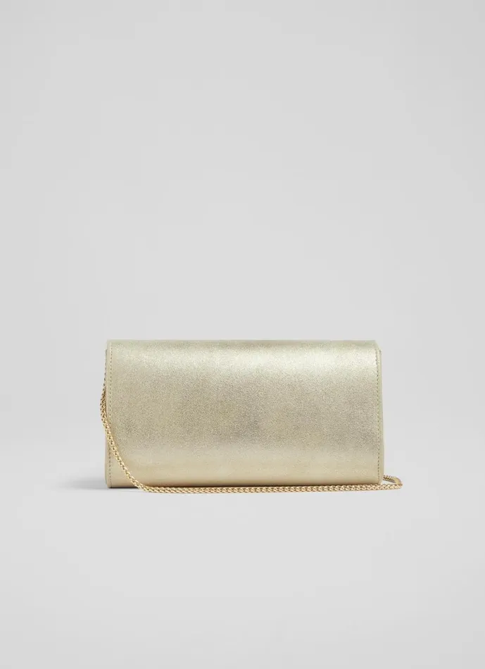 LKBennett Clutch Bags Women Lucy Soft Gold Suede Clutch LKBennett Clutch Bags Women Lucy Soft Gold Suede Clutch