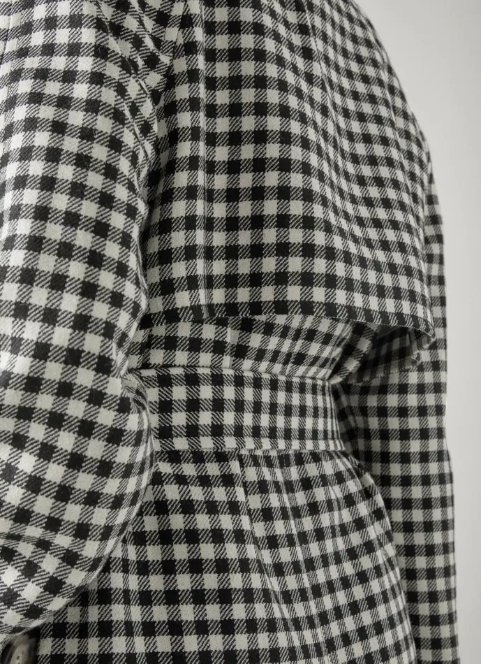 LKBennett Coats and Jackets Women Alexa Black and Cream Gingham Virgin Wool Trench