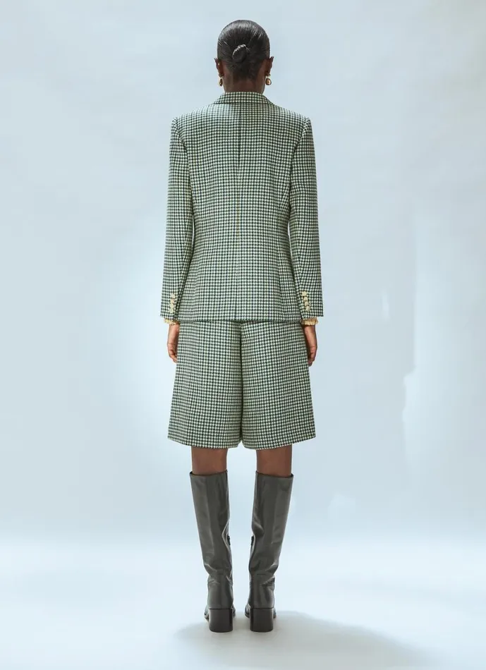 LKBennett Coats and Jackets Women Daphne Cream and Green Virgin Wool Blazer
