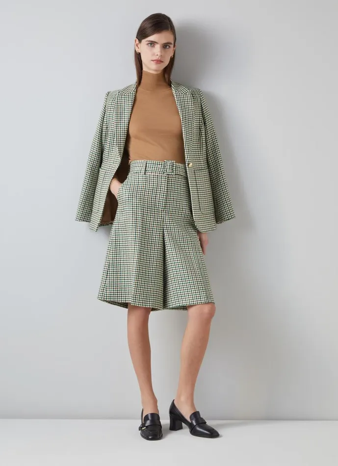 LKBennett Coats and Jackets Women Daphne Cream and Green Virgin Wool Blazer