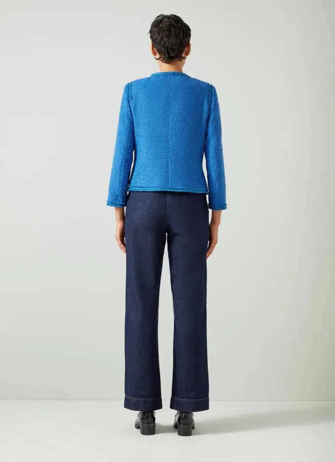 LKBennett Coats and Jackets Women Lara Mazarine Blue Recycled Cotton Tweed Jacket
