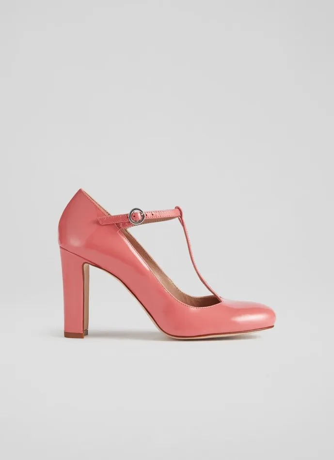 LKBennett Court Shoes Women Annalise Coral Patent Leather TBar Mary Jane Shoes