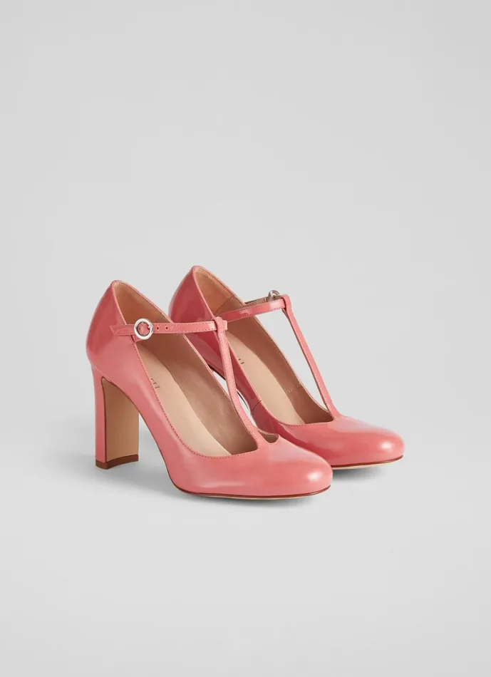 LKBennett Court Shoes Women Annalise Coral Patent Leather TBar Mary Jane Shoes LKBennett Court Shoes Women Annalise Coral Patent Leather TBar Mary Jane Shoes