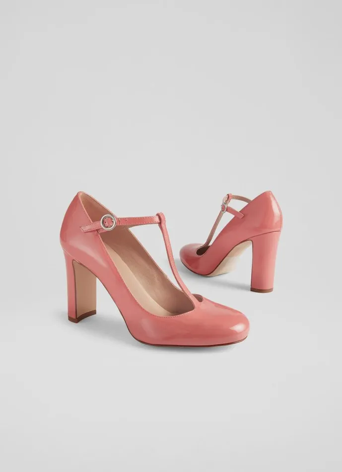 LKBennett Court Shoes Women Annalise Coral Patent Leather TBar Mary Jane Shoes LKBennett Court Shoes Women Annalise Coral Patent Leather TBar Mary Jane Shoes
