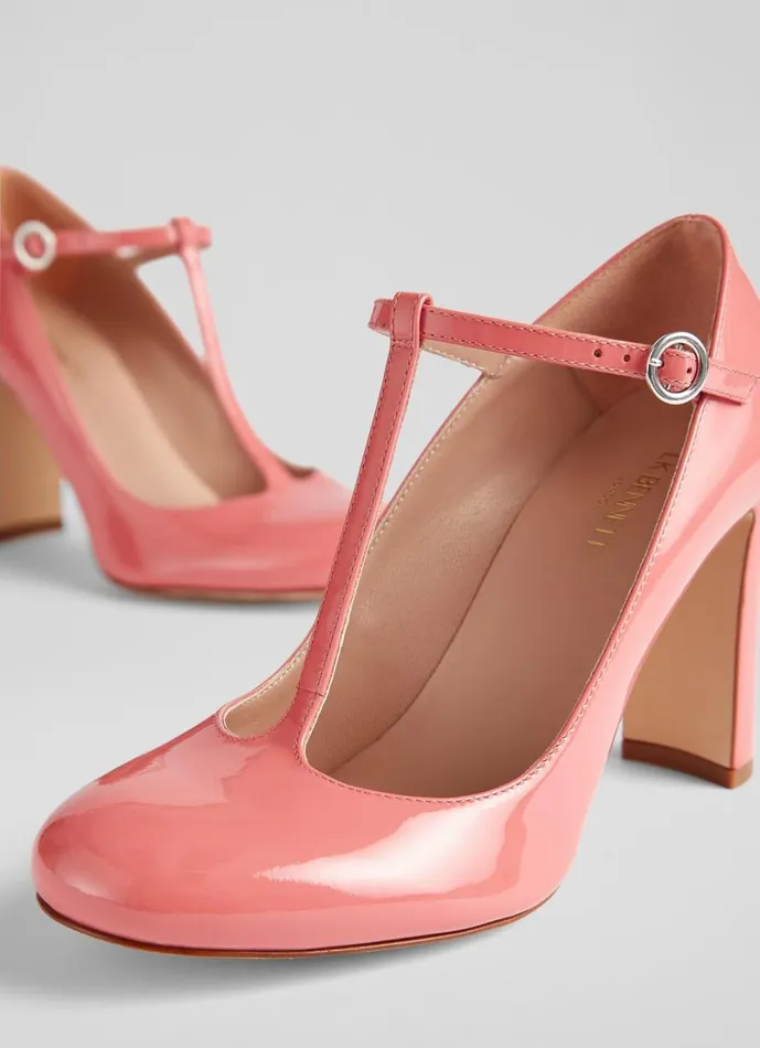 LKBennett Court Shoes Women Annalise Coral Patent Leather TBar Mary Jane Shoes LKBennett Court Shoes Women Annalise Coral Patent Leather TBar Mary Jane Shoes