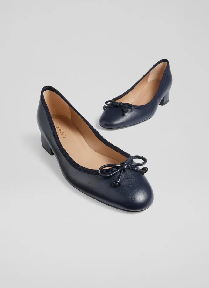 LKBennett Court Shoes Women Aurelie Navy Leather Grosgrain Ballerina Court Shoes LKBennett Court Shoes Women Aurelie Navy Leather Grosgrain Ballerina Court Shoes