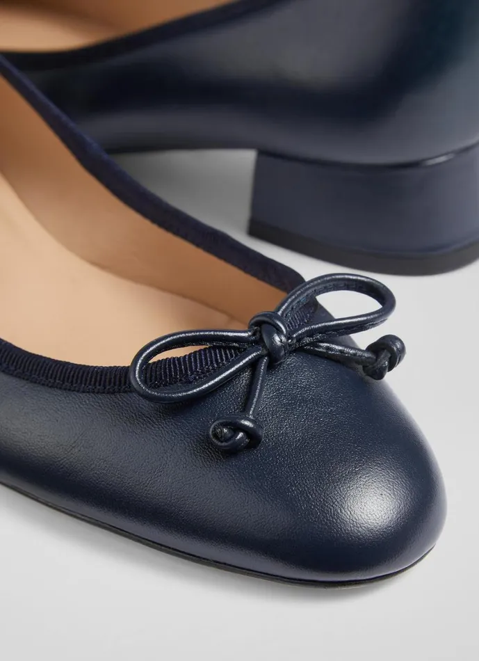 LKBennett Court Shoes Women Aurelie Navy Leather Grosgrain Ballerina Court Shoes LKBennett Court Shoes Women Aurelie Navy Leather Grosgrain Ballerina Court Shoes