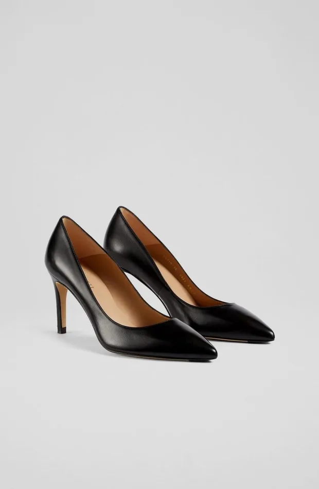 LKBennett Court Shoes Women Floret Black Nappa Leather Pointed Toe Courts LKBennett Court Shoes Women Floret Black Nappa Leather Pointed Toe Courts
