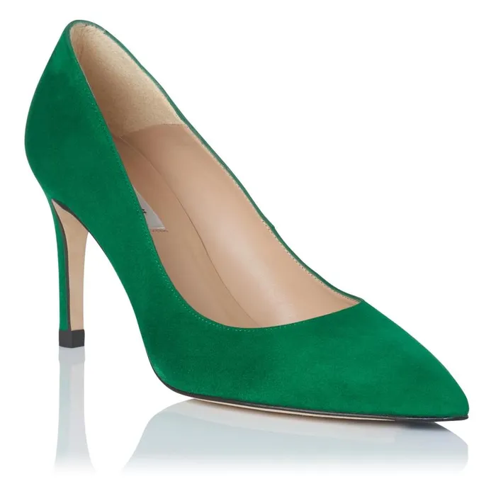LKBennett Court Shoes Women Floret Green Suede Pointed Toe Courts