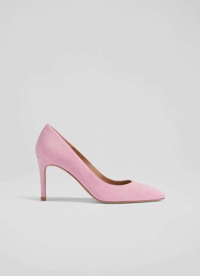 LKBennett Court Shoes Women Floret Pink Suede Pointed Toe Courts