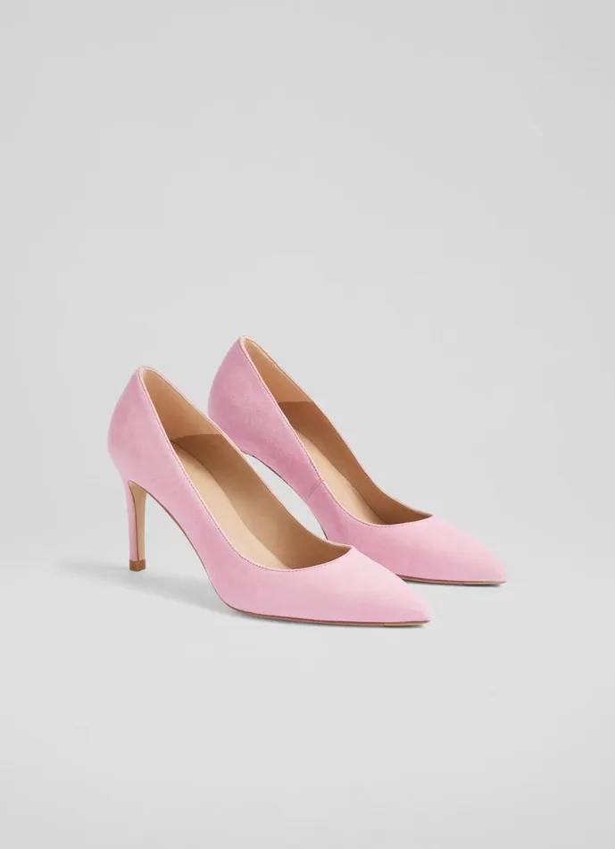 LKBennett Court Shoes Women Floret Pink Suede Pointed Toe Courts