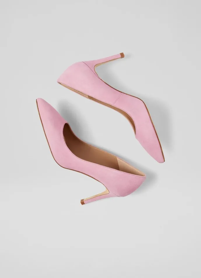 LKBennett Court Shoes Women Floret Pink Suede Pointed Toe Courts