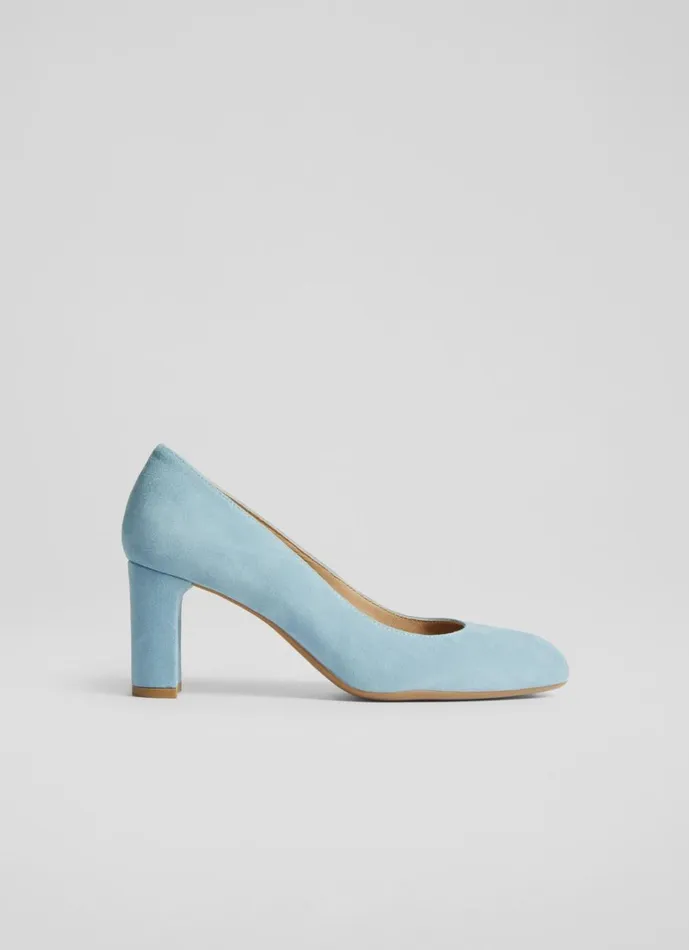 LKBennett Court Shoes Women Winola Light Blue Suede Round Toe Courts