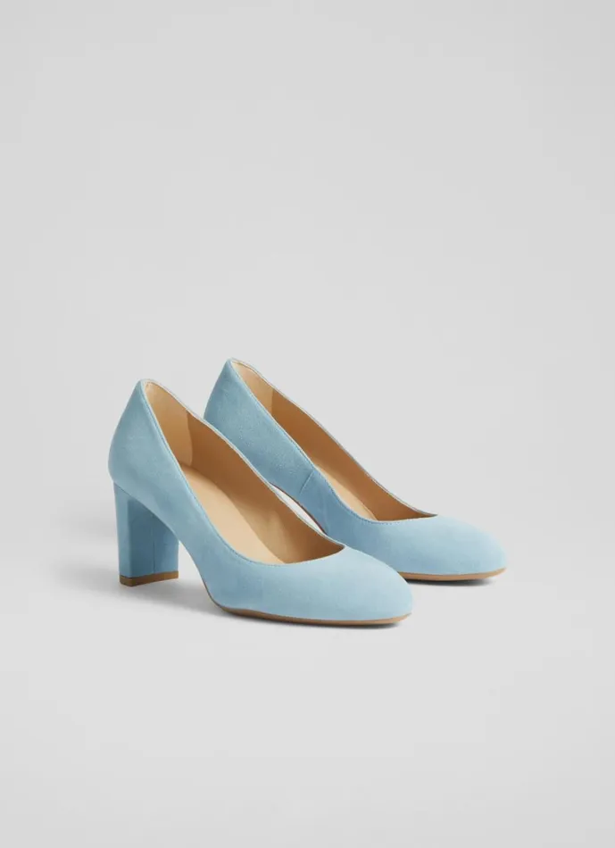LKBennett Court Shoes Women Winola Light Blue Suede Round Toe Courts