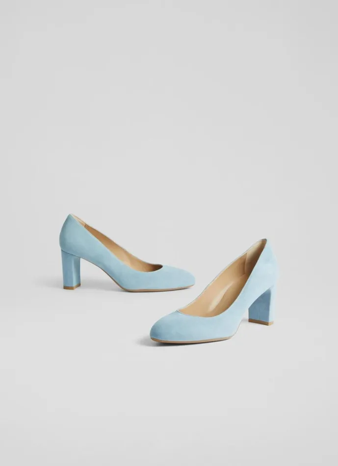 LKBennett Court Shoes Women Winola Light Blue Suede Round Toe Courts