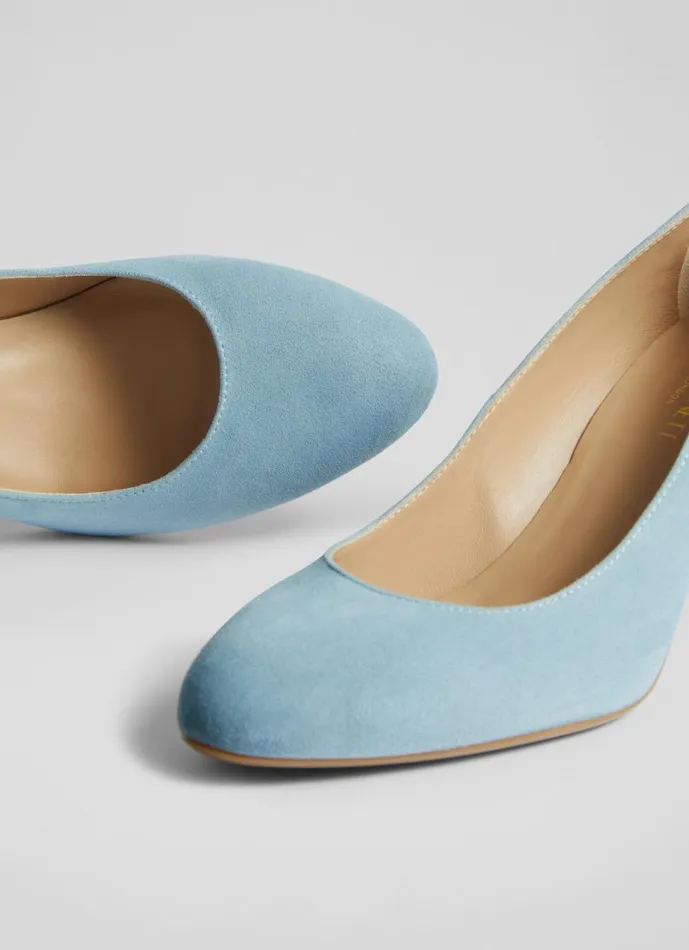 LKBennett Court Shoes Women Winola Light Blue Suede Round Toe Courts