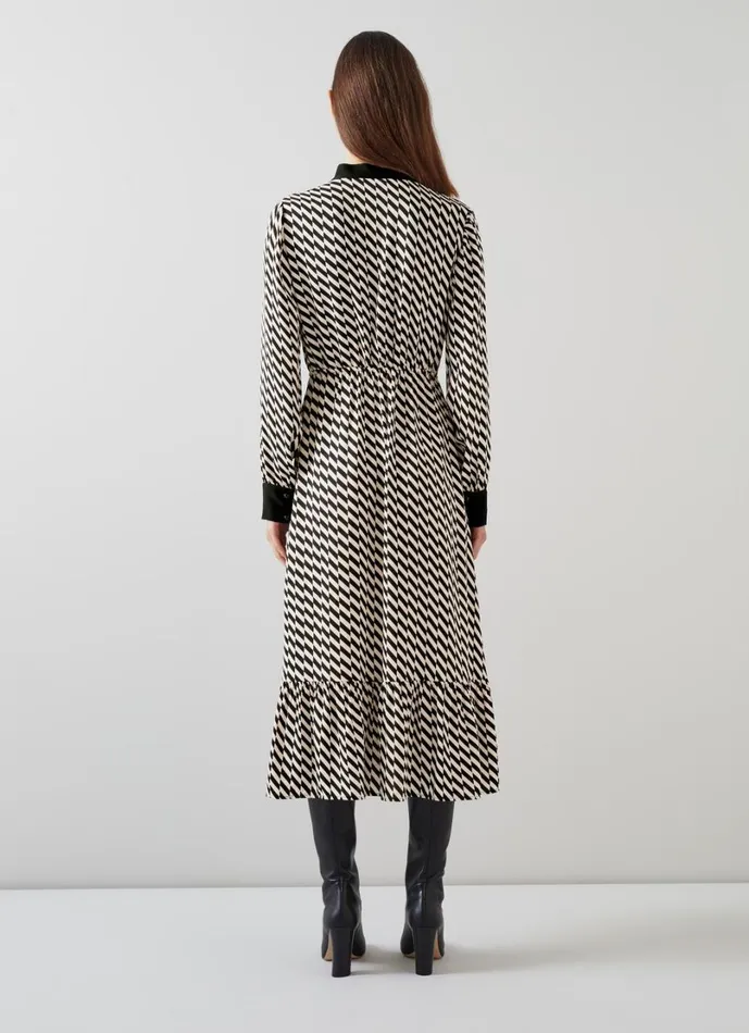 LKBennett Dresses Women Bridget Black and Birch Graphic Print Dress