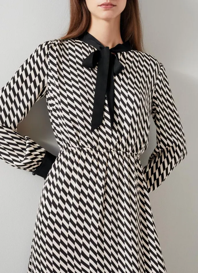 LKBennett Dresses Women Bridget Black and Birch Graphic Print Dress